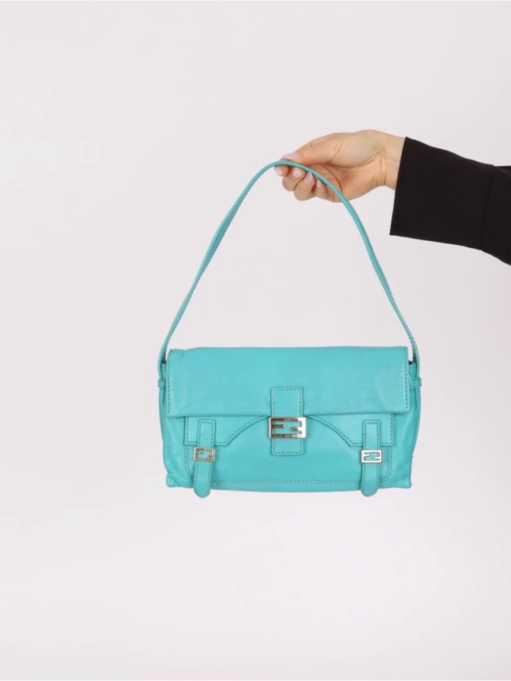 Fendi Tiffany Blue Multi-Buckle Selleria Shoulder Bag